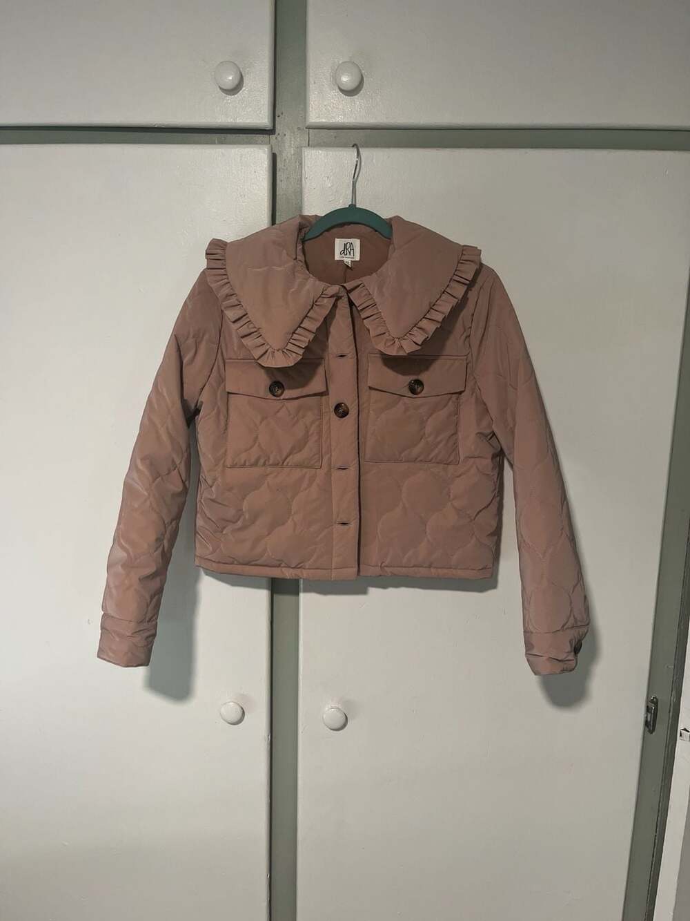 dRA Los Angeles Mauve Pink Quilted Ruffle Collar Jacket